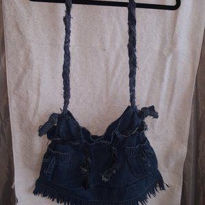 Denim Purse with Fringe